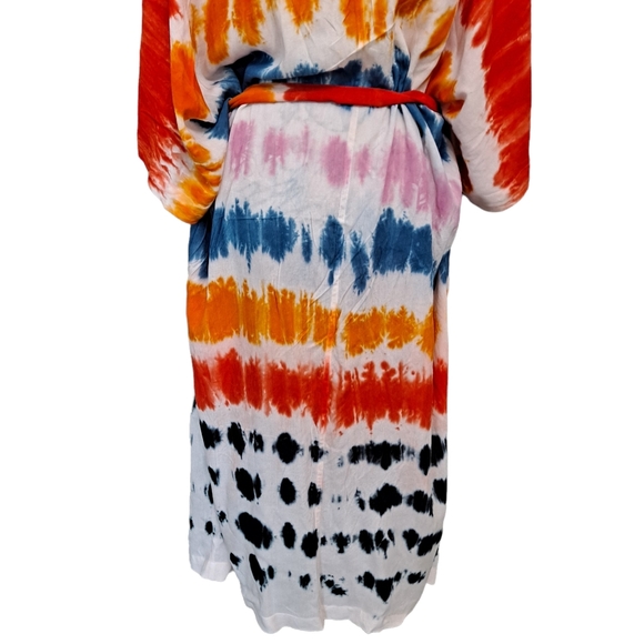 Kendall & Kylie Tie Dye colorful belted long maxi duster kimono - Picture 9 of 16